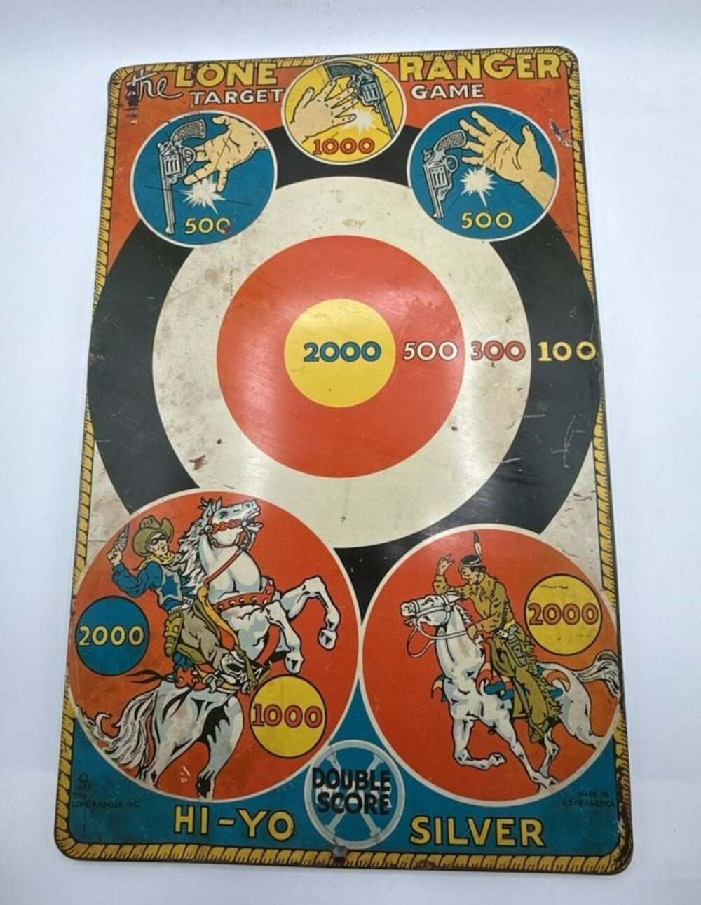 Vintage 1939 Louis Marx The Lone Ranger Target Game Tin Sign